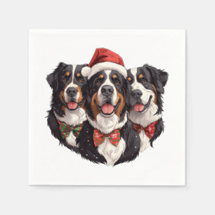 Christmas Bernese Mountain Dogs Napkin