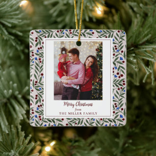 Christmas berries ceramic ornament