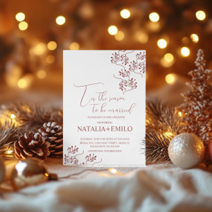Christmas Berries Elegant Holiday Wedding Invitation
