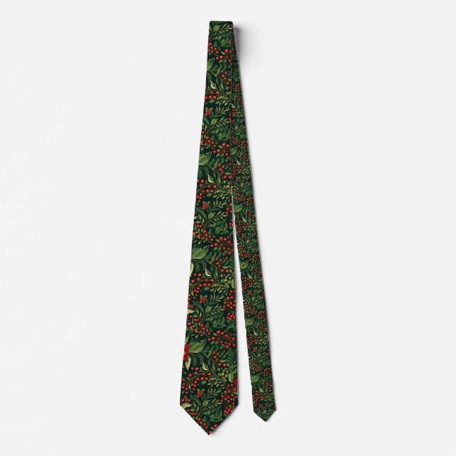Christmas Berries Flowers Tie (Front)