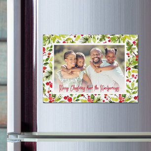 Christmas Berries & Greenery Photo Magnetic Cards