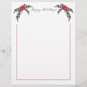 Christmas Berries Happy Holidays Letterhead