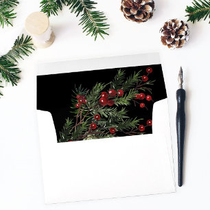 Christmas Berries & Pine - Black Envelope