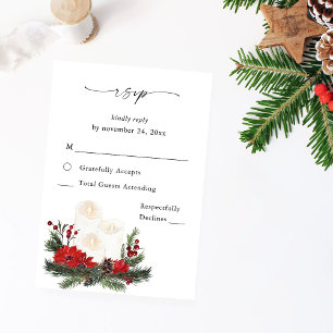 Christmas Berries & Pine no Meal RSVP VER 3 Card
