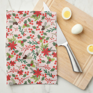 Christmas berries tea towel