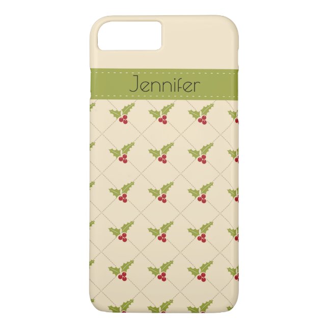 Christmas Berries with custom name Case-Mate iPhone Case (Back)
