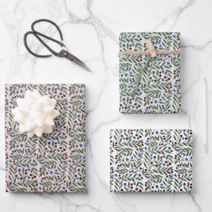 Christmas berries wrapping paper sheet