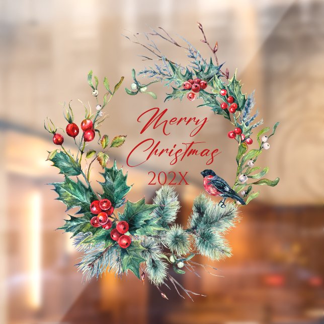 Christmas Berries Wreath Bullfinch, text (Sheet 2)