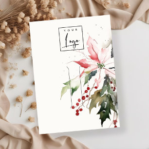 Christmas Berry Poinsettia Hairpin Display Logo Business Card
