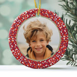 Christmas Berry Wreath Double-Sided 2 Photo Ceramic Tree Decoration<br><div class="desc">Custom Photo Ornament - Add a photo to each side of the whimsical polka dot berry wreath border. PHOTO TIP: If your photo does not fit correctly,  click on the CUSTOMIZE THIS button and adjust the photo.</div>