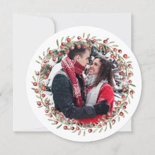 Christmas Berry Wreath   Round Card