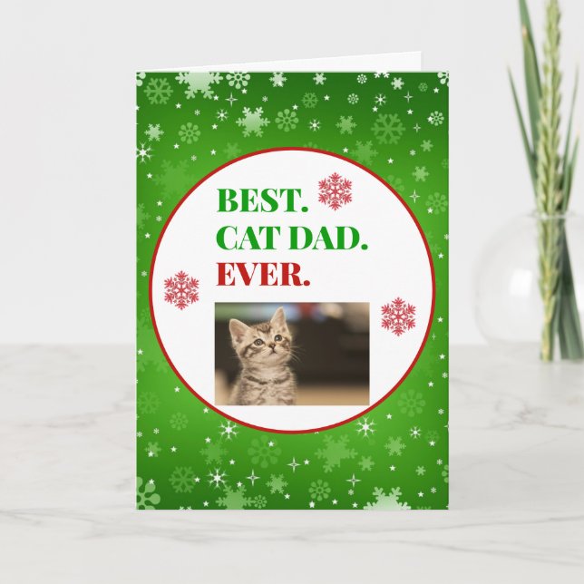 Christmas Best Cat Dad Ever Photo Card (Front)