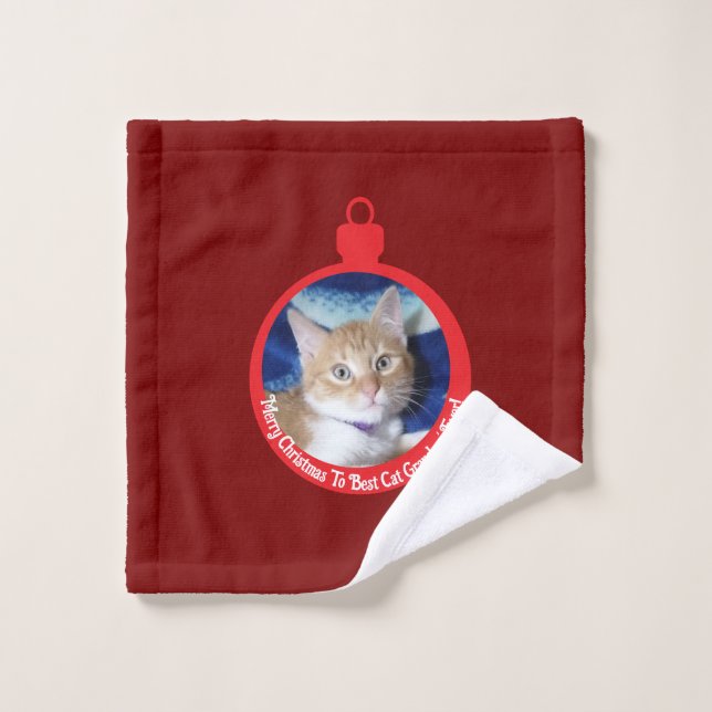 Christmas, Best Cat Grandma' ,  Bath Towel Set (Wash Cloth)