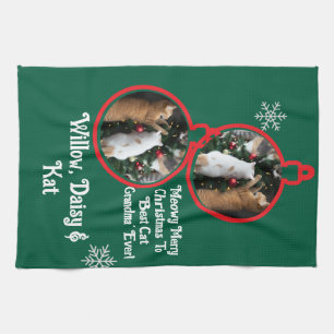 Christmas Best Cat Grandma' Tea Towel