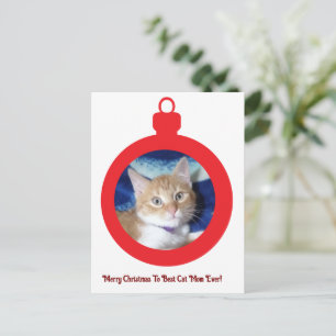 Christmas, Best Cat Mom Ever ,  Holiday Postcard
