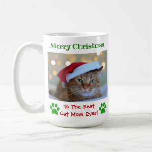 Christmas Best Cat Mum Ever Custom Pet Photo Coffee Mug