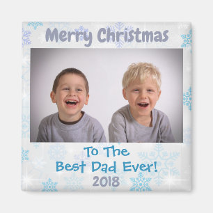 Christmas Best Dad Ever Kids Photo Year Magnet
