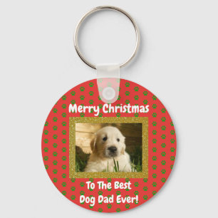Christmas Best Dog Dad Ever Pet Photo Key Ring