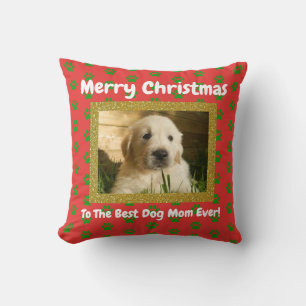 Christmas Best Dog Mum Ever Pet Custom Photo Cushion