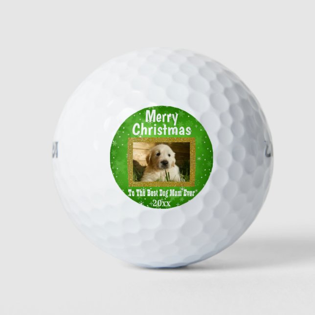 Christmas Best Dog Mum Ever Pet Custom Photo Golf Balls (Front)