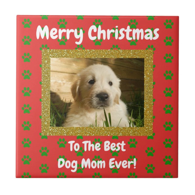 Christmas Best Dog Mum Ever Pet Photo Tile (Front)