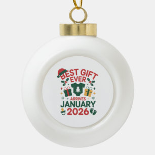 Christmas Best Gift Arrives January 2026 Couples Ceramic Ball Christmas Ornament