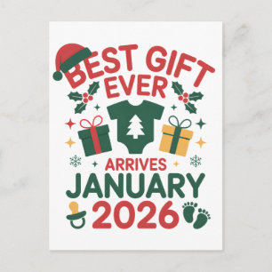 Christmas Best Gift Arrives January 2026 Couples Invitation Postcard