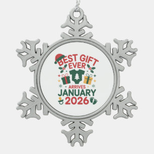 Christmas Best Gift Arrives January 2026 Couples Snowflake Pewter Christmas Ornament