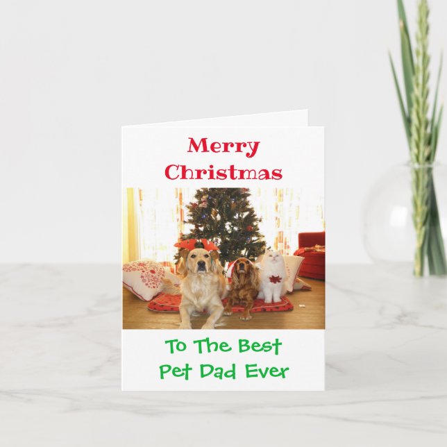 Christmas Best Pet Dad Ever Cute Photo Card (Front)