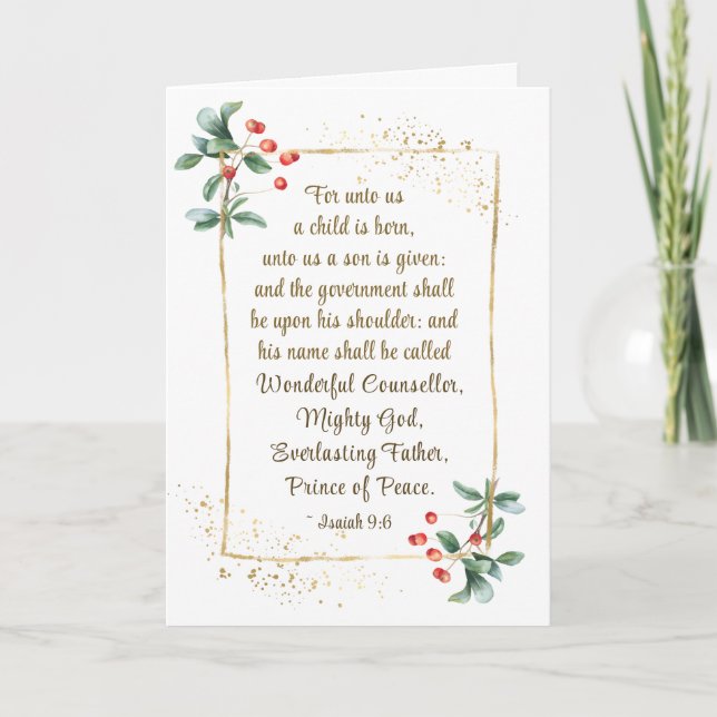 Christmas Bible Isaiah 9:6 Wonderful Counsellor Holiday Card (Front)