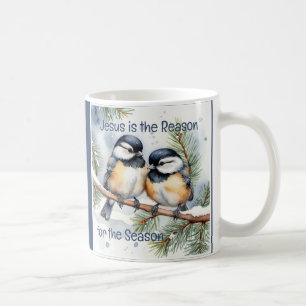 Christmas Bible Quote Cute Chickadee Birds Coffee Mug