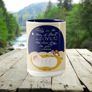 Christmas Bible Verse Luke Modern Personalised  Two-Tone Coffee Mug