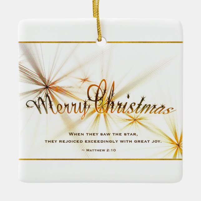 Christmas Bible Verse Modern Design Personalised Ceramic Ornament (Front)