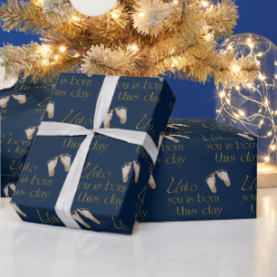 Christmas Bible Verse On Blue Wrapping Paper