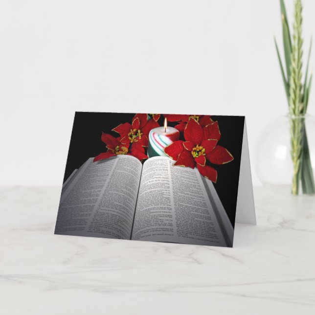 Christmas Bible with Candle Holiday Card (Front)