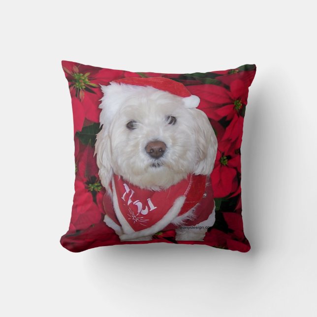 Christmas Bichon Frise Dog Cushion (Front)