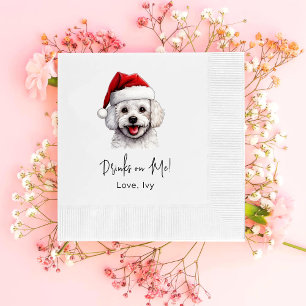 Christmas Bichon Frise Dog Drinks On Me Napkin