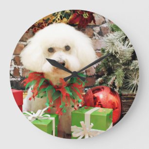 Christmas - Bichon Frise - Harley Large Clock