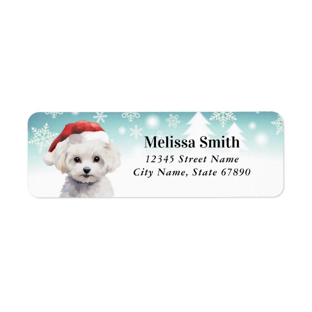 Christmas Bichon Frise Return Address Labels (Front)
