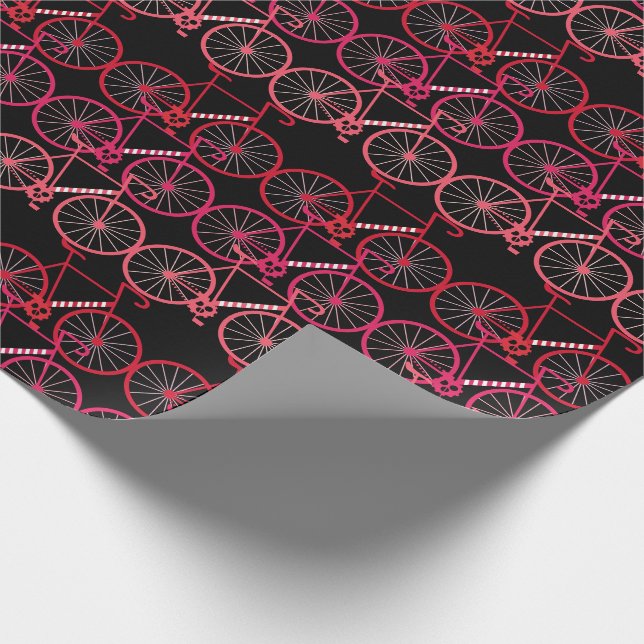 Christmas Bicycles with Candy Cane Stripes Wrapping Paper (Corner)