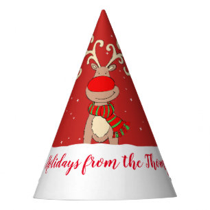 Christmas big antlers reindeer red name hat