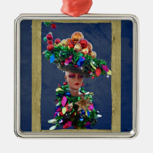 Christmas Big Derby Party Hat with Colourful Balls Metal Tree Decoration