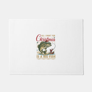 Christmas Big Fish Bass Santa Boat Fishing Doormat