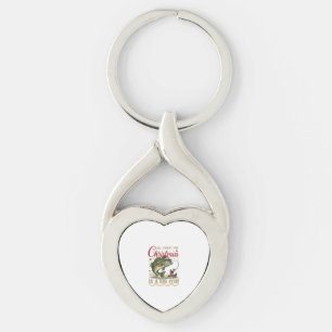Christmas Big Fish Bass Santa Boat Fishing Key Ring