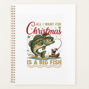 Christmas Big Fish Bass Santa Boat Fishing Planner