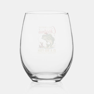 Christmas Big Fish Bass Santa Boat Fishing Stemless Wine Glass