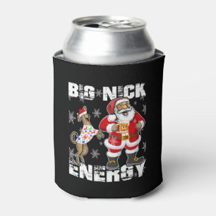 Christmas Big Nick Energy Funny Santa With Dog Can Cooler