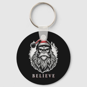 Christmas Bigfoot - Believe in Bigfoot Wearing San Key Ring