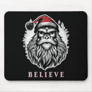 Christmas Bigfoot - Believe in Bigfoot Wearing San Mouse Pad