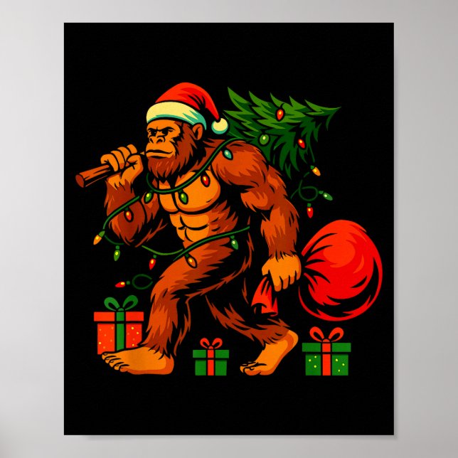 Christmas Bigfoot Costume Men Boy Sasquatch Xmas T Poster (Front)